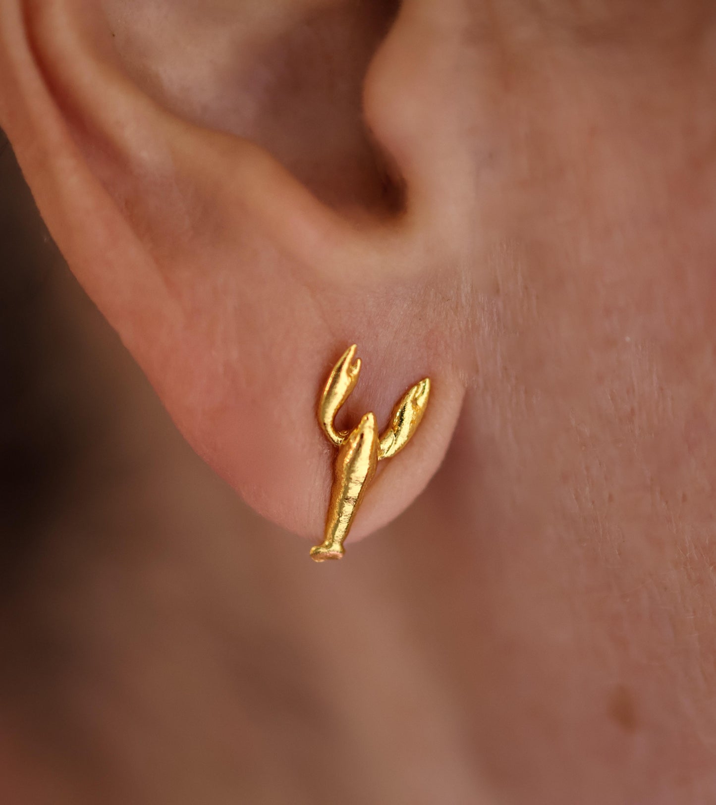 Aretes de langosta dorada bañados en oro 24K3