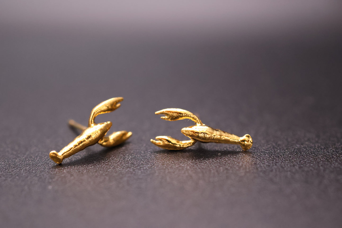 Aretes de langosta dorada bañados en oro 24K3