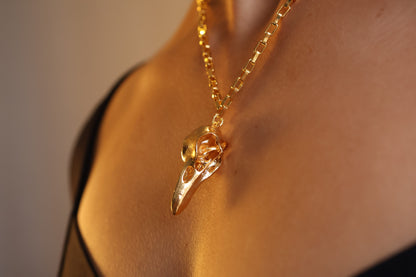 Collar con dije de cuervo (Big) bañado en oro 24K