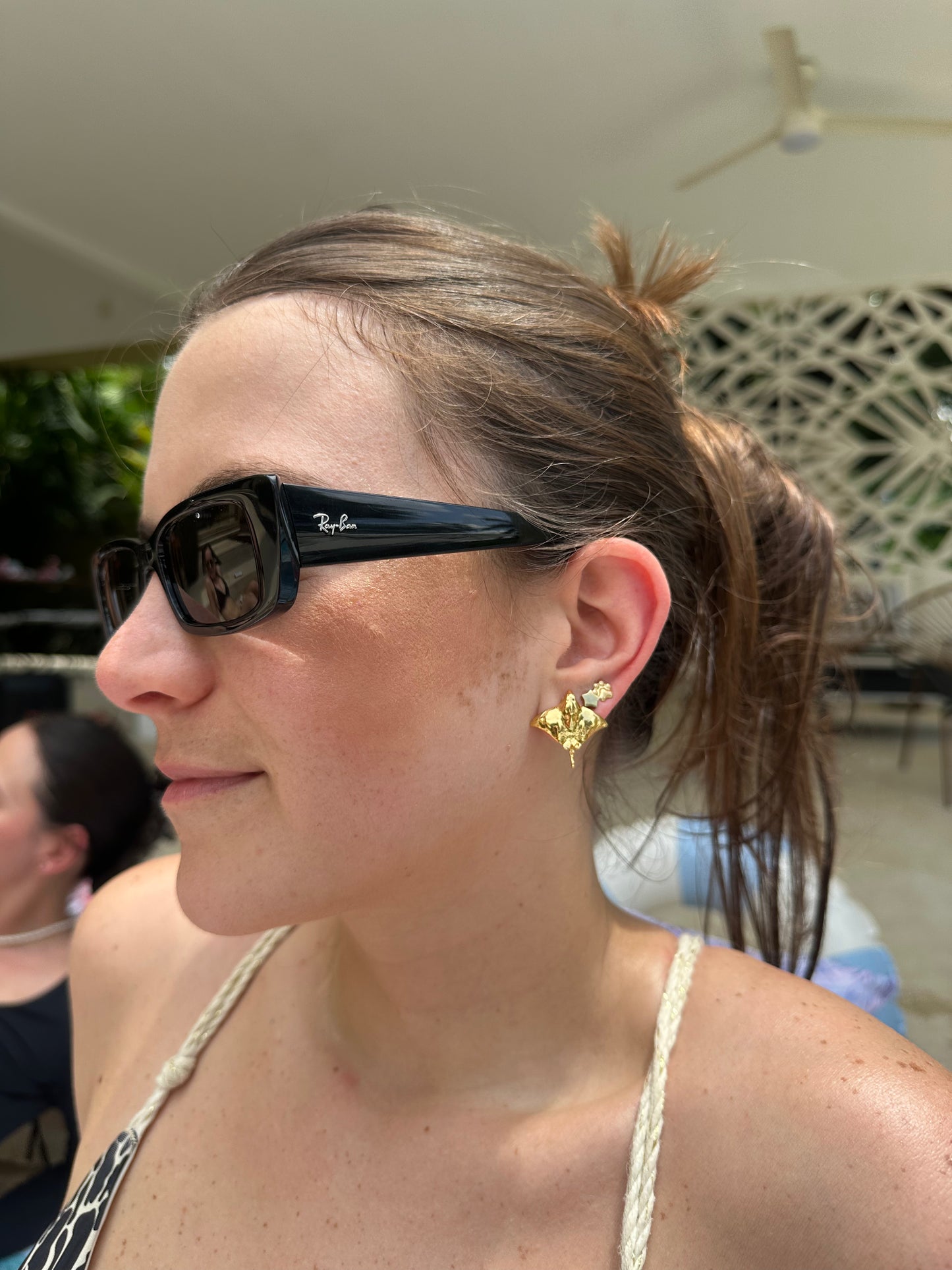 Aretes Stingray en baño de oro o plata