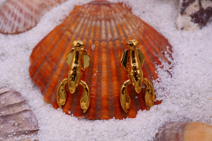Aretes langosta en baño de oro o plata