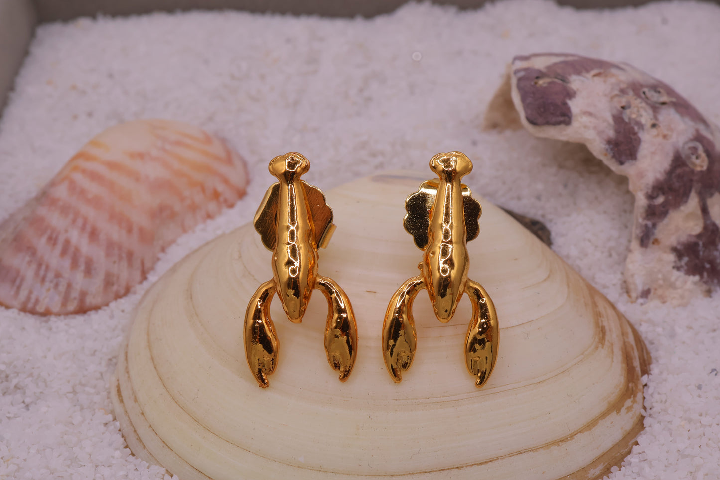Aretes langosta en baño de oro o plata