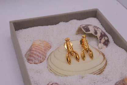 Aretes langosta en baño de oro o plata