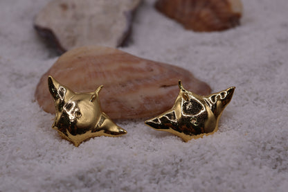 Aretes mantarraya en baño de oro o plata