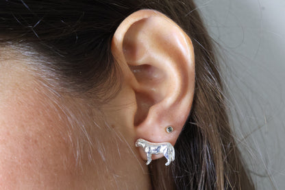 Aretes leona con baño en oro o plata