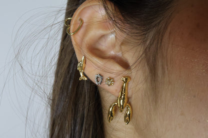 Aretes langosta en baño de oro o plata