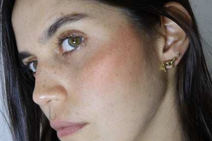 Aretes leona con baño en oro o plata