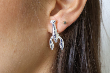 Aretes langosta en baño de oro o plata