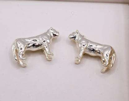 Aretes leona con baño en oro o plata