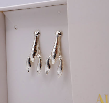 Aretes langosta en baño de oro o plata