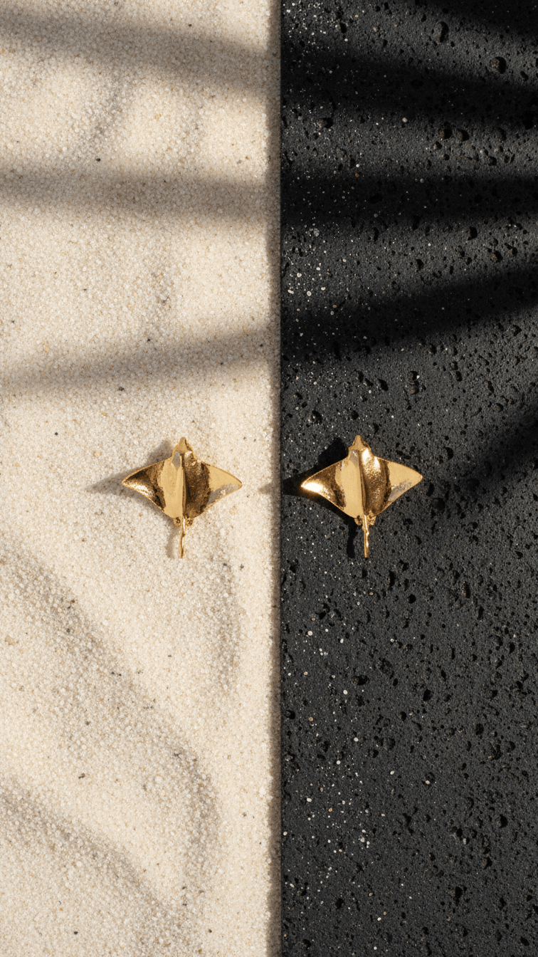 Aretes Stingray en baño de oro o plataALMA BRAVIA Joyería Colombia