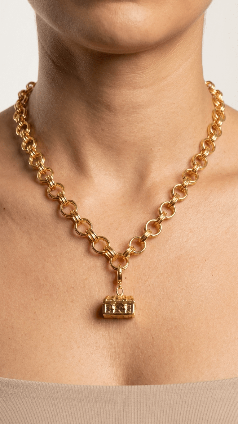 Charm cofre marino en baño de oro o plataALMA BRAVIA Joyería Colombia